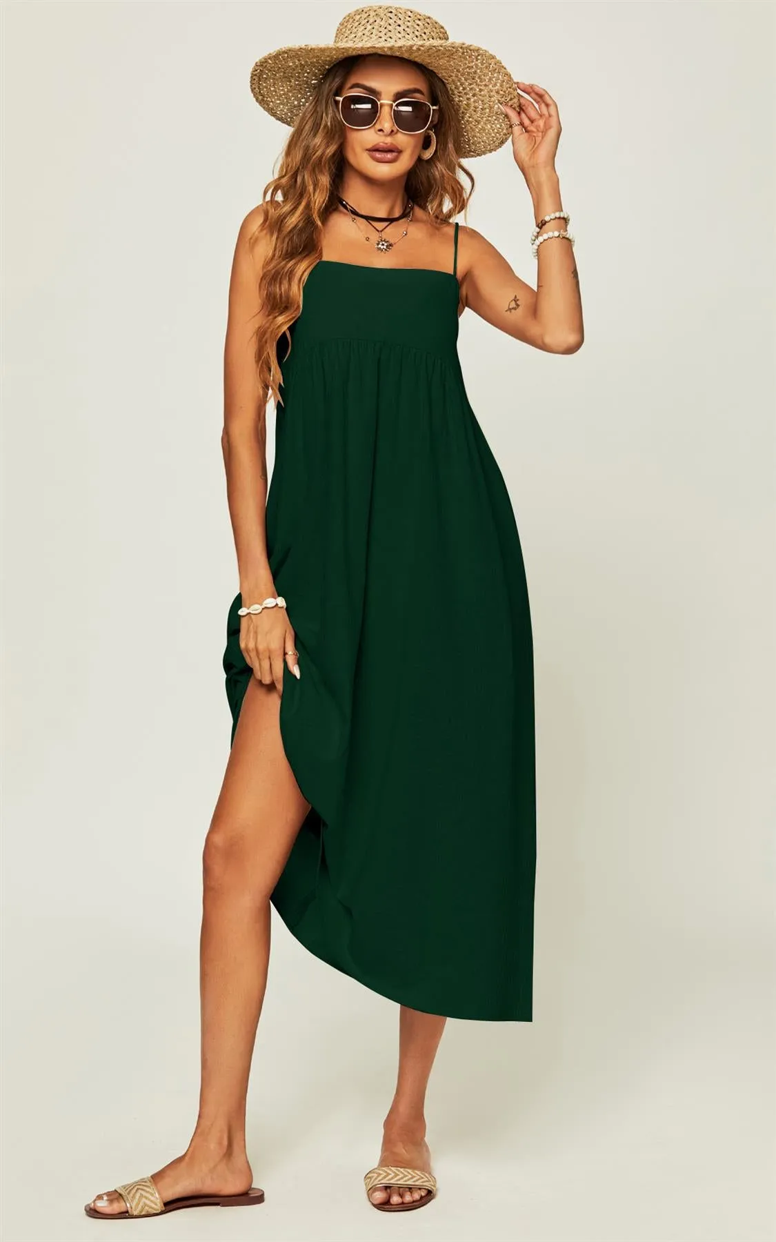 Slip Dress In Dark Green