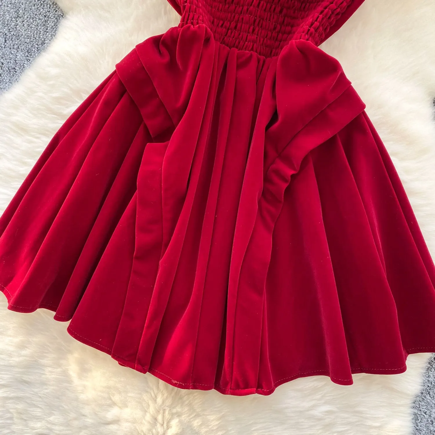 Strapless Color-blocking Bow Pleated Dress