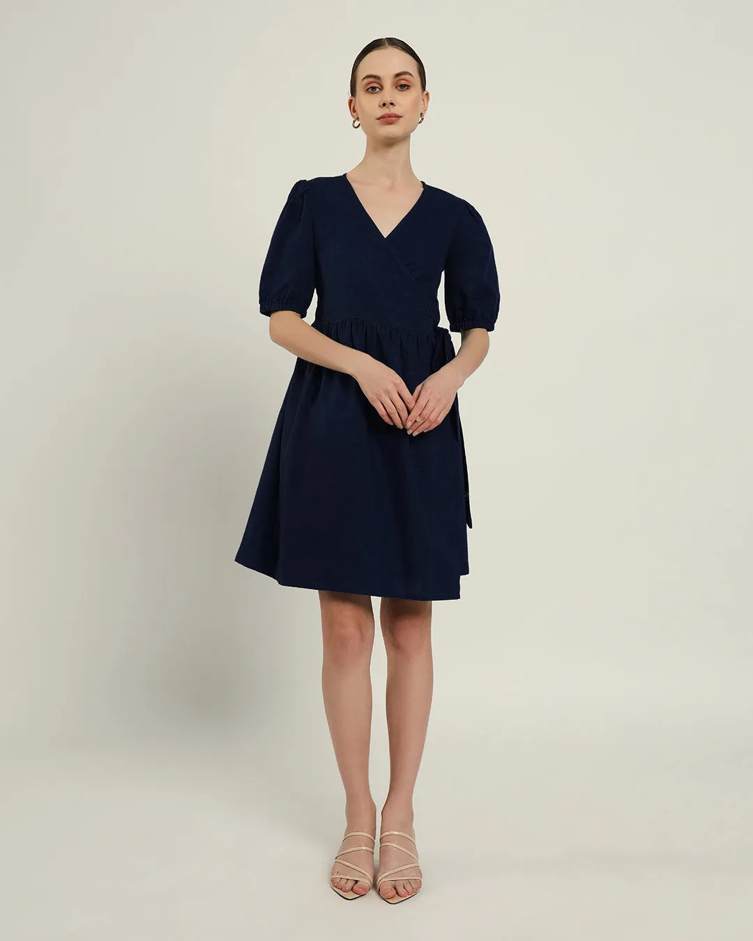 The Inzai Daisy Midnight Blue Linen Dress