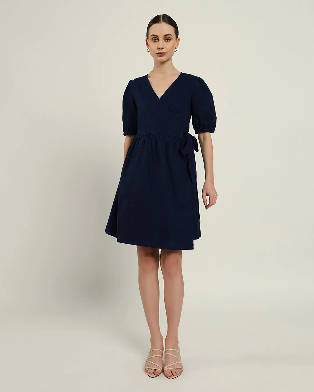 The Inzai Daisy Midnight Blue Linen Dress