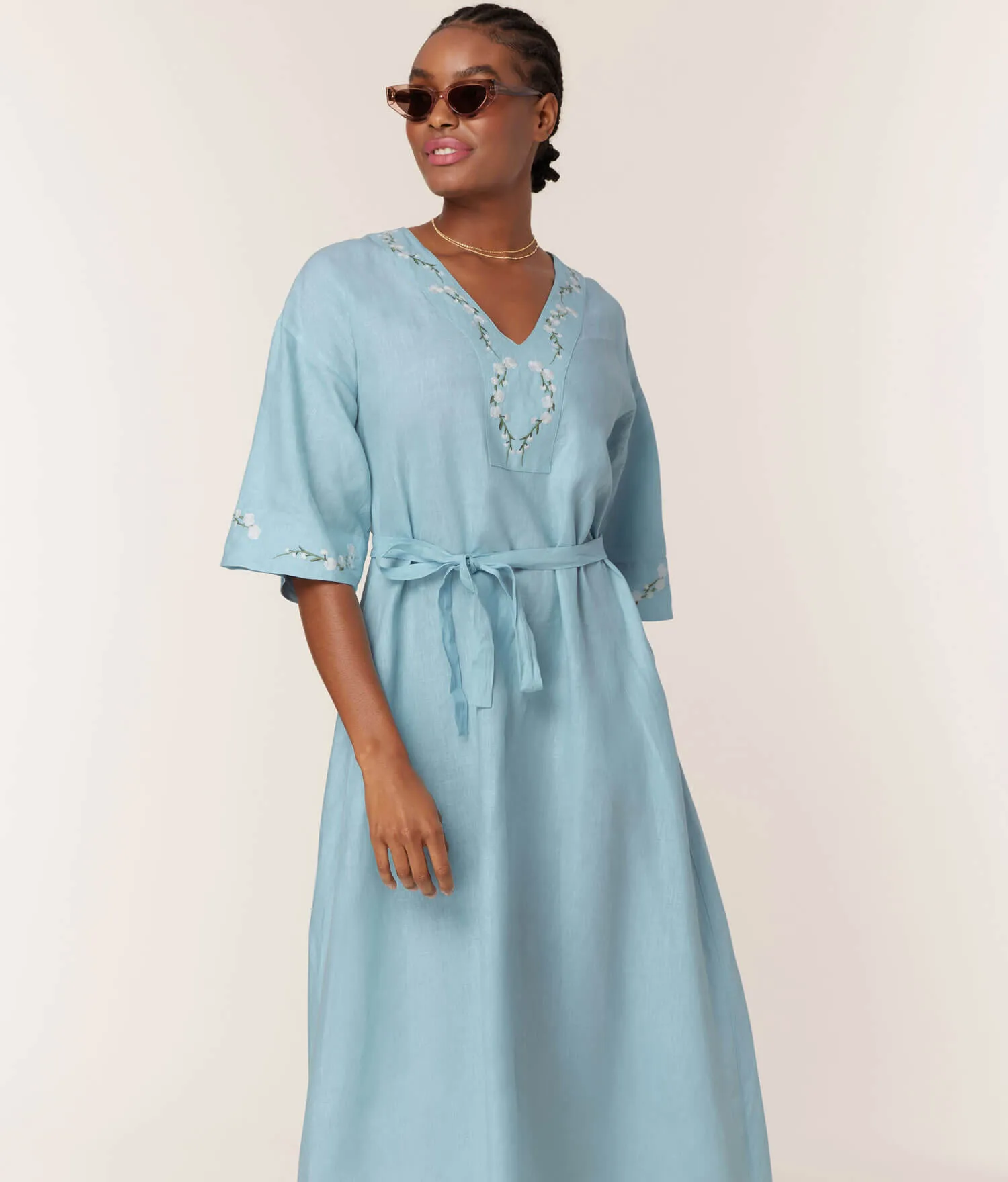 The Kepez Kaftan Dress - Linen - Hydrangea