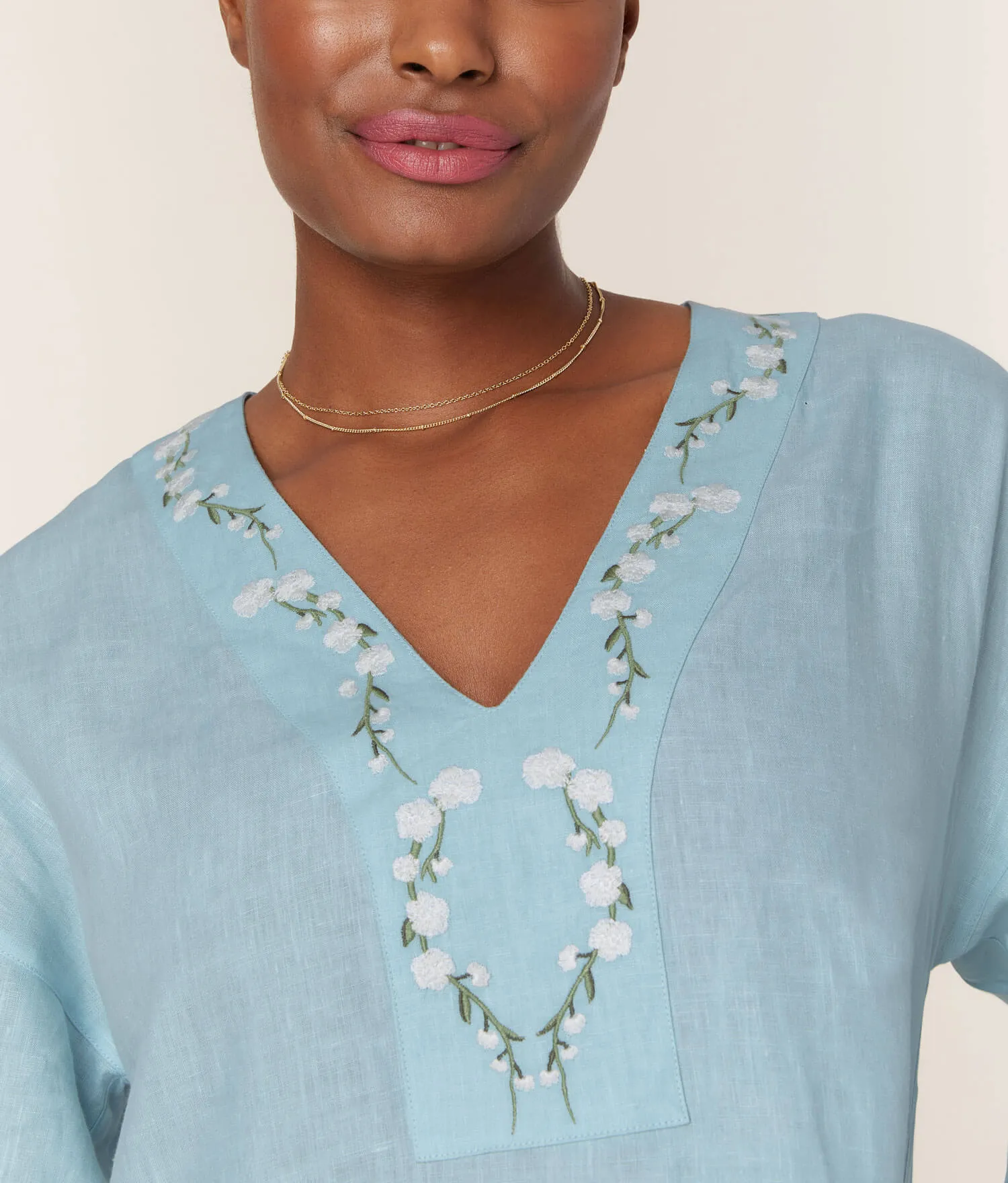 The Kepez Kaftan Dress - Linen - Hydrangea