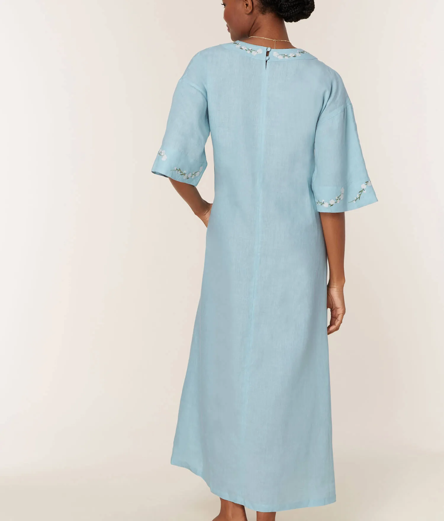 The Kepez Kaftan Dress - Linen - Hydrangea