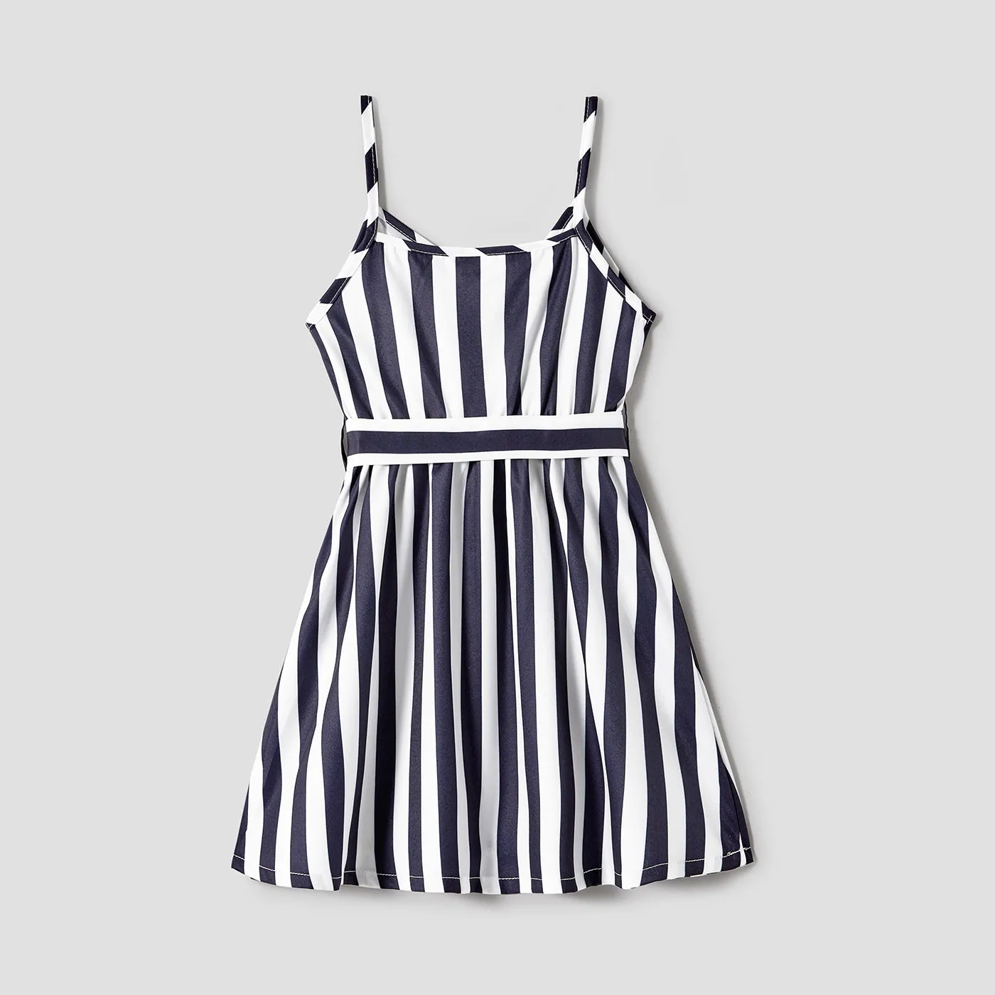 Toddler/Kid Girl Stripe Belted Slip Dress