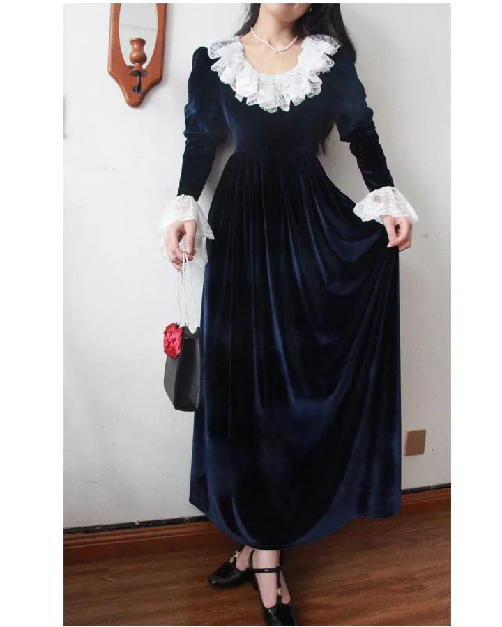 Vintage 1900s Gothic Style Velvet Dress