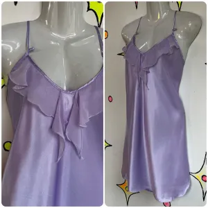 Vintage 90s Y2K Pastel Purple Fairy Grunge Babydoll Ruffle Coquette Emo Slip L