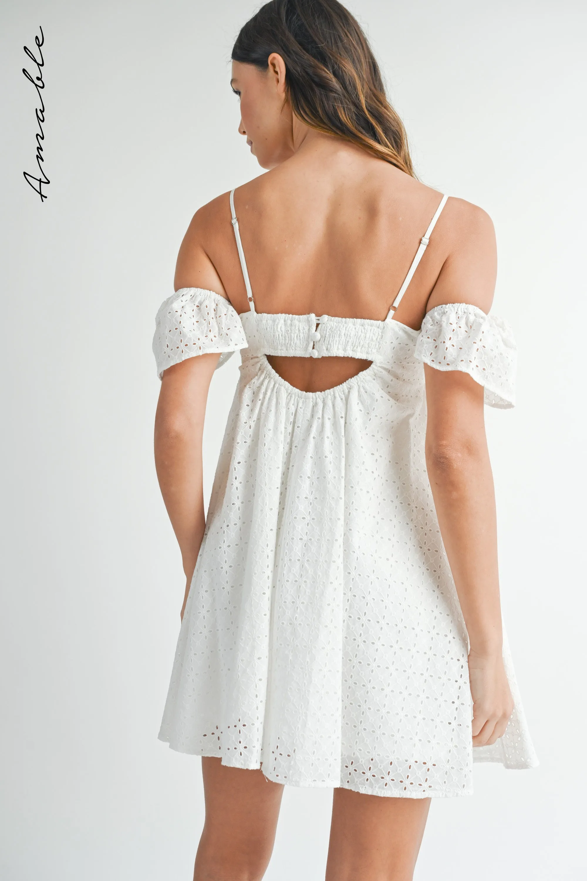 WENDIE EYELET LACE BABYDOLL MINI DRESS