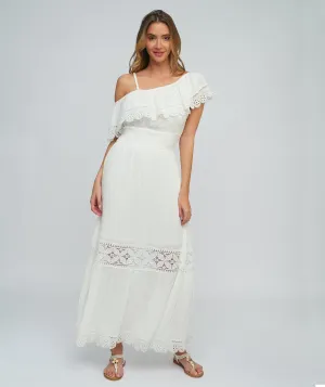 White Asymmetrical Cotton Summer Maxi Dress