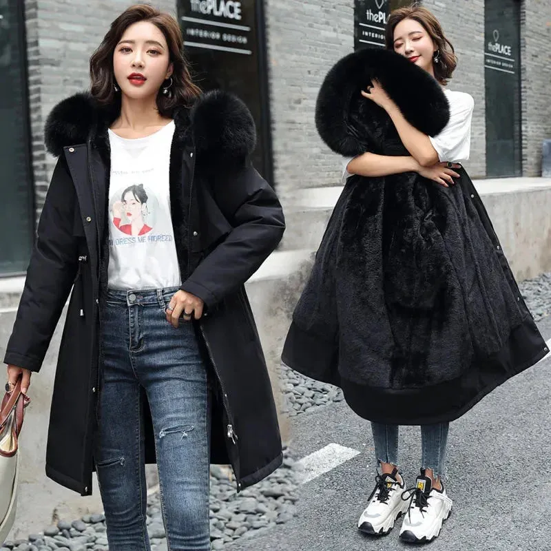 Winter Jacket 2025 New Women Parka Clothes Long Coat Wool Liner Hooded Jacket Fur Collar Thick Warm Snow Wear Padded Parka 6XL