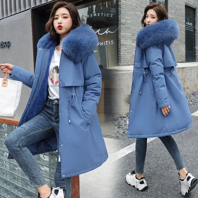 Winter Jacket 2025 New Women Parka Clothes Long Coat Wool Liner Hooded Jacket Fur Collar Thick Warm Snow Wear Padded Parka 6XL