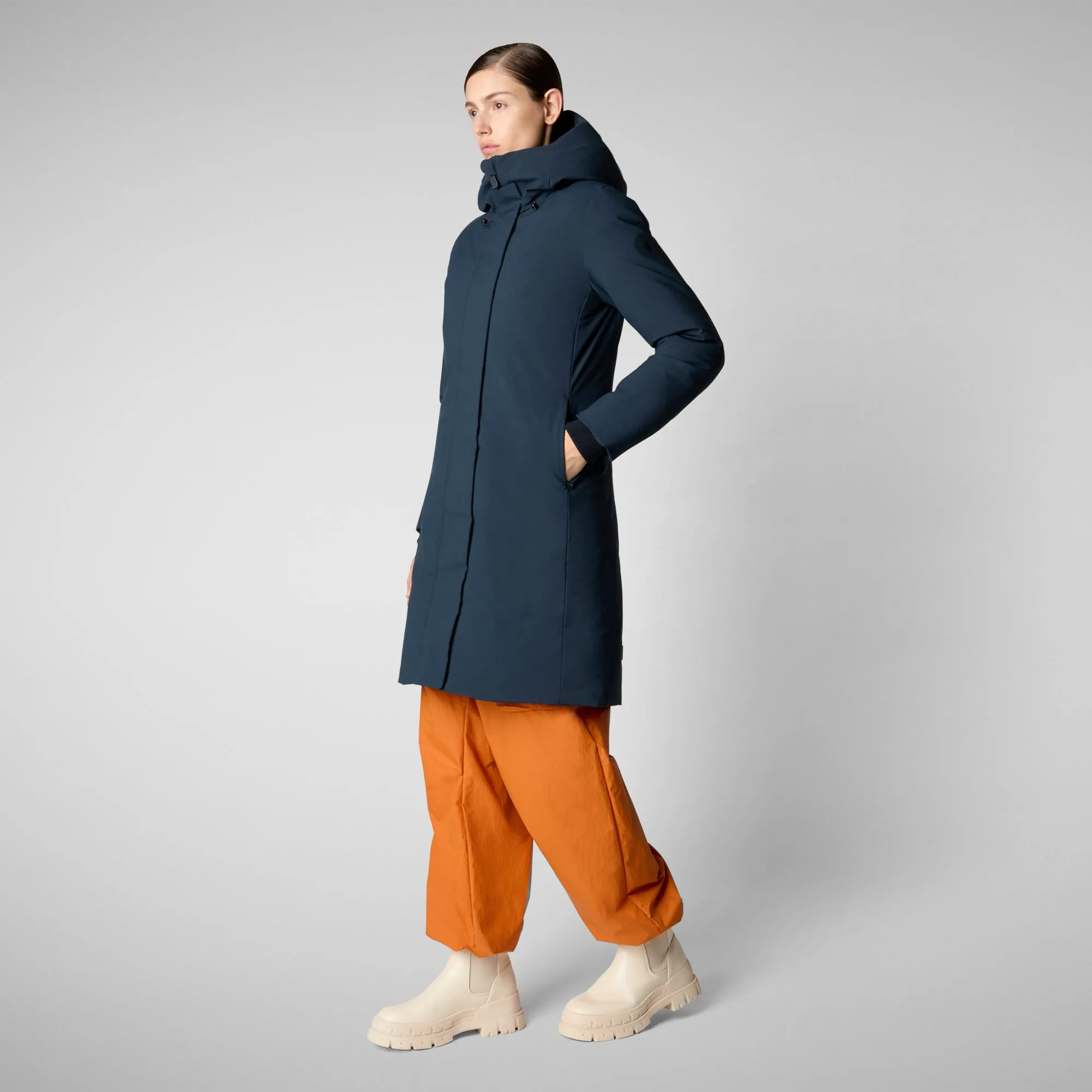 Woman's hooded parka Sienna in blue black