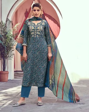 Women's Unstitched Modal Silk Suit Dress Material with Embroidery