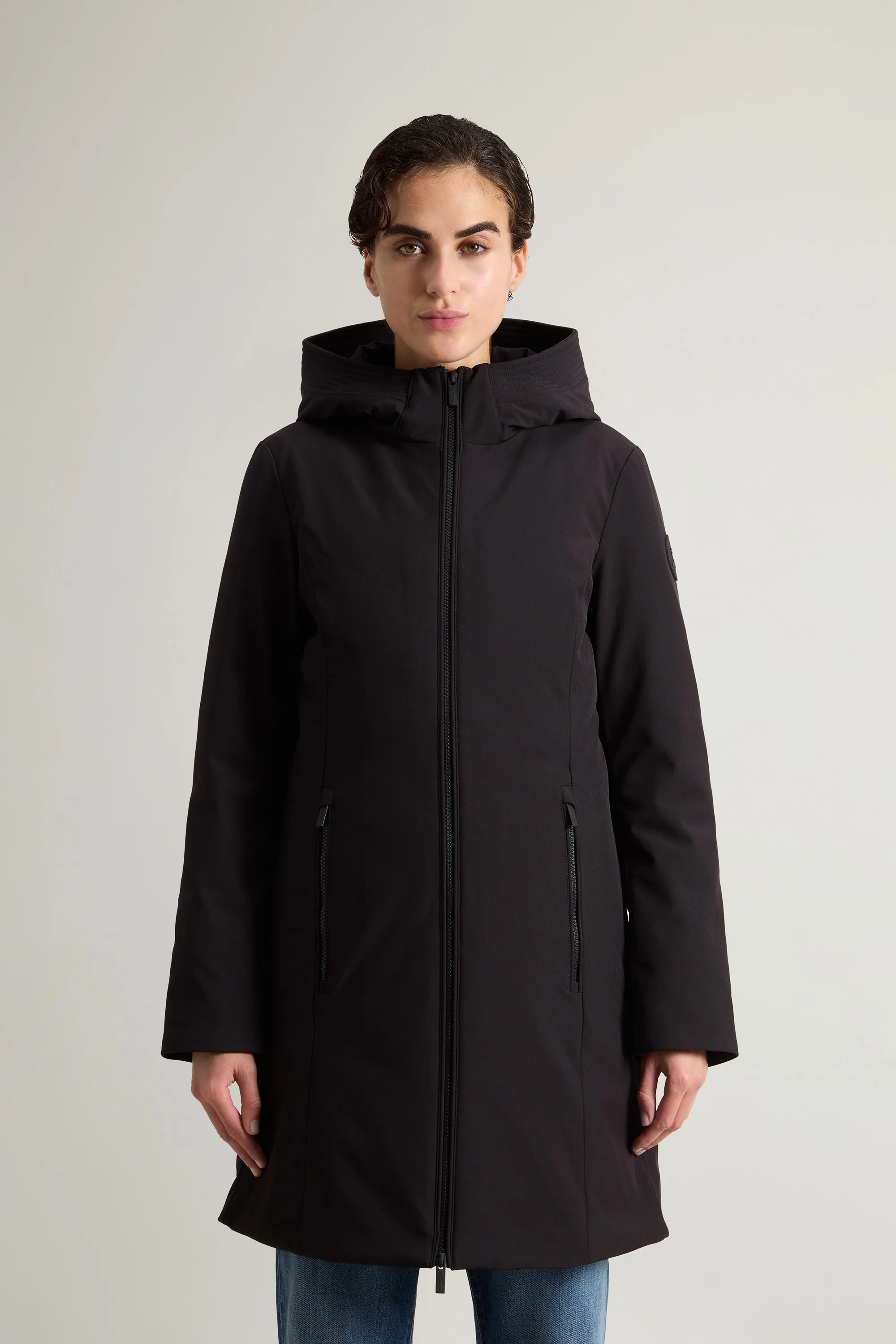 Woolrich Firth Parka In Tech Softshell Nero