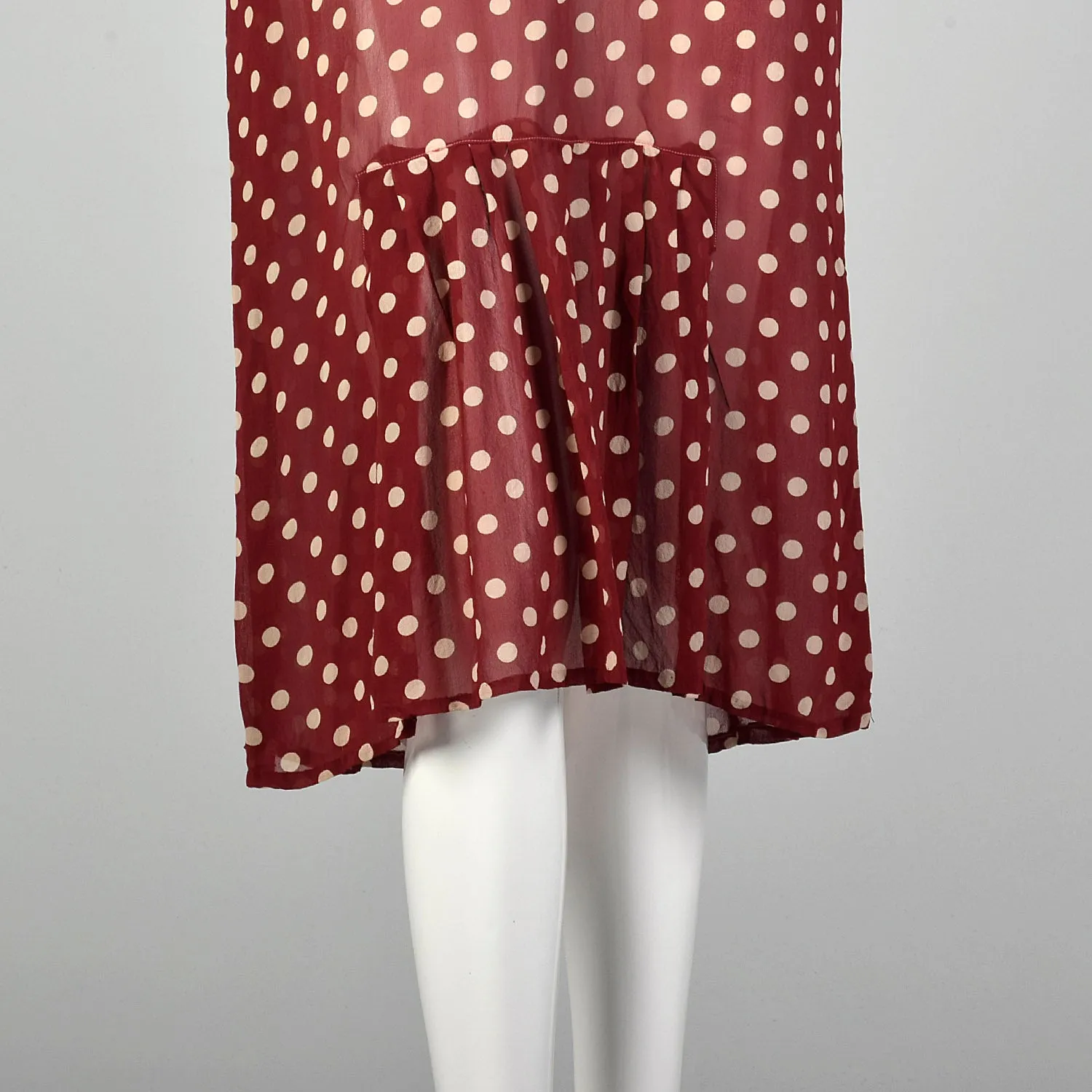 XXS-XS 1930s Red & White Polka Dot Dress