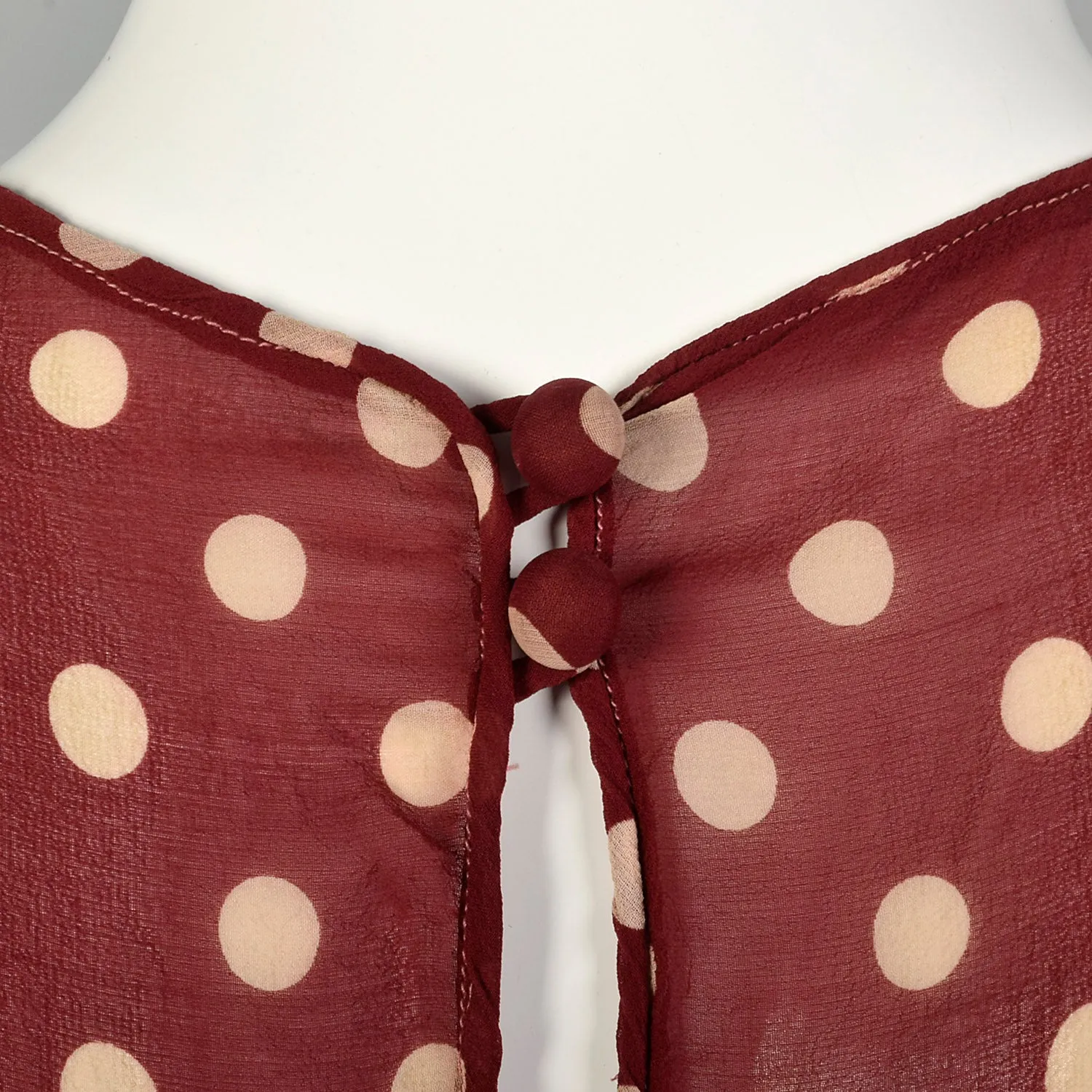 XXS-XS 1930s Red & White Polka Dot Dress